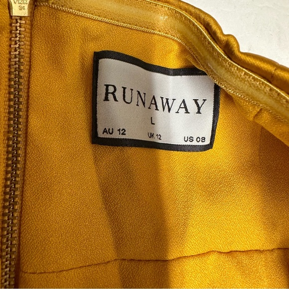 RUNAWAY Elegant Mustard  Strapless mini Dress size Large - Picture 4 of 7